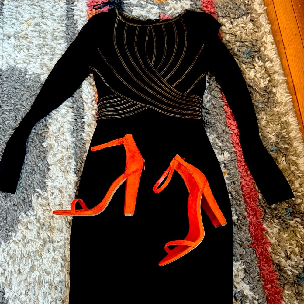 Gorgeous black dress for a night owl or a date night see-through back.